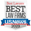 US News & World Report badge for best law firms in 2023
